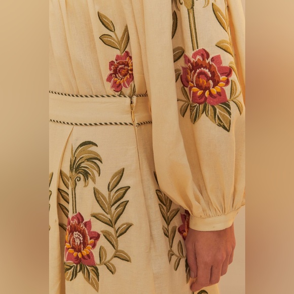 FARM RIO Tropical Flower Embroidered Sand Maxi Skirt - Picture 6 of 6
